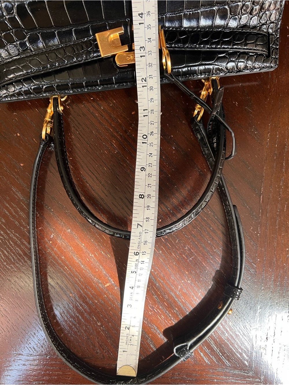 Tory Burch Lee Rodziwill Black Croc Embossed Leather Top Handle/Shoulder Bag - Picture 10 of 15